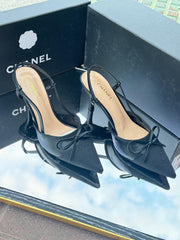 Chanel Black Slingback Heels with Bow Detail – Iconic Designer Pumps for Timeless Elegance